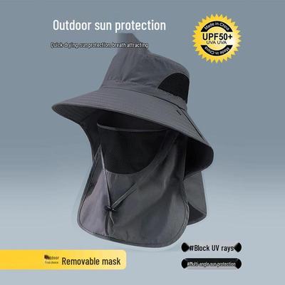 Men's UV Protection Wide Brim Fishing Hat with Face Cover - Summer Outdoor Sun Hat