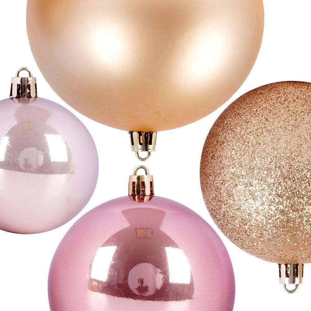 26x Weihnachtsbaumkugeln Weihnachten Bruchfest Gold Rosa Set Kugeln