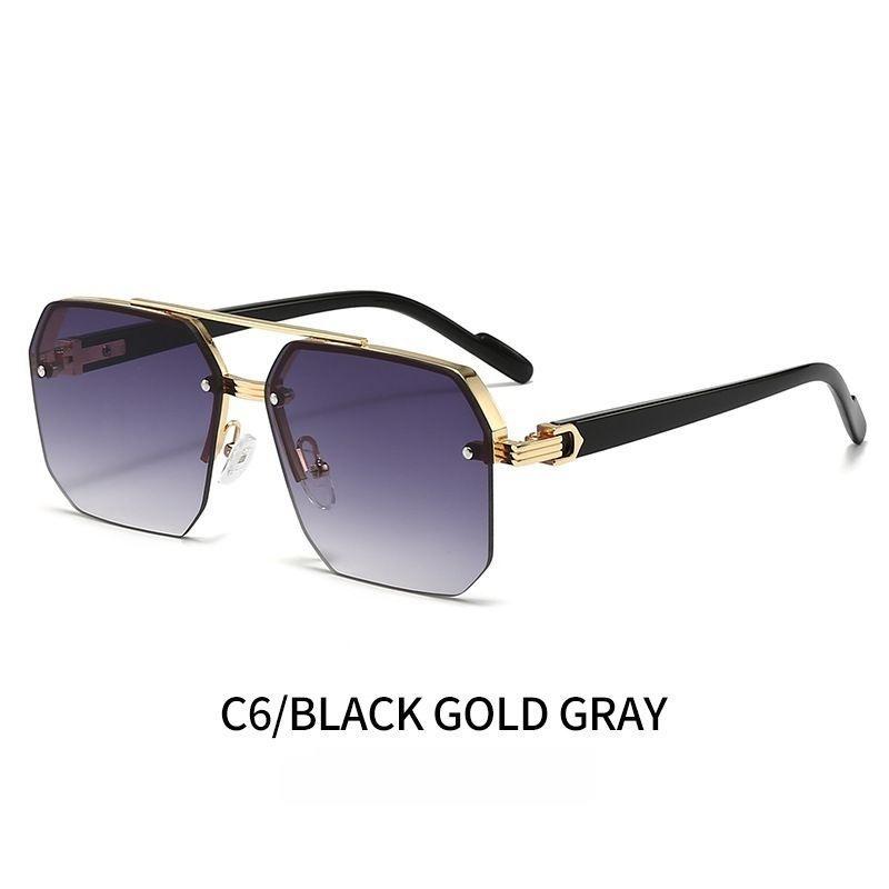 Double Bridge Semi-Frame Sunglasses New Square UV400 Shades for Men Driving Women Fashion Premium Sun Glasses
