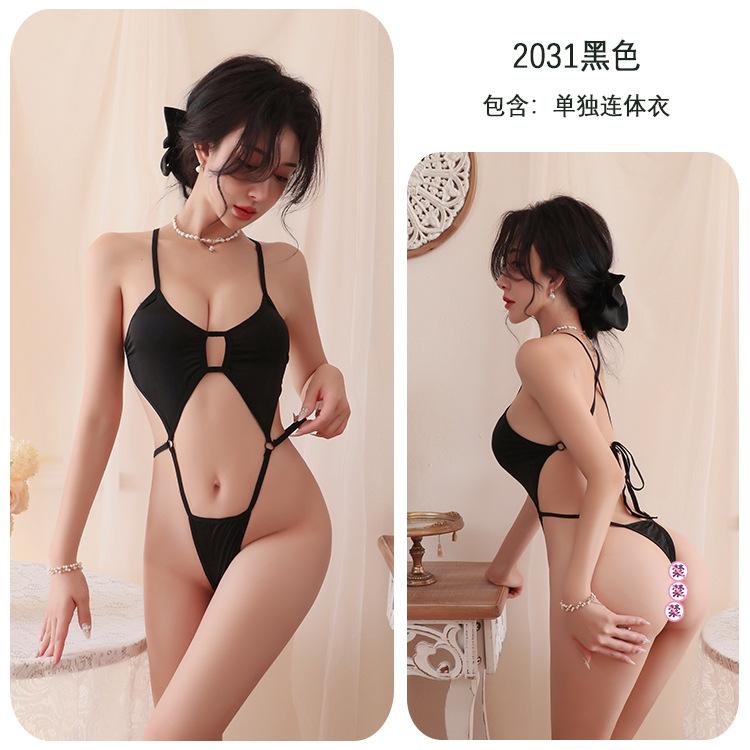 

Сексуальное нижнее белье Seduction комбинезон на шнуровке Seduction трехточечный цельный купальник бикини One Size (80-70kg) чёрный