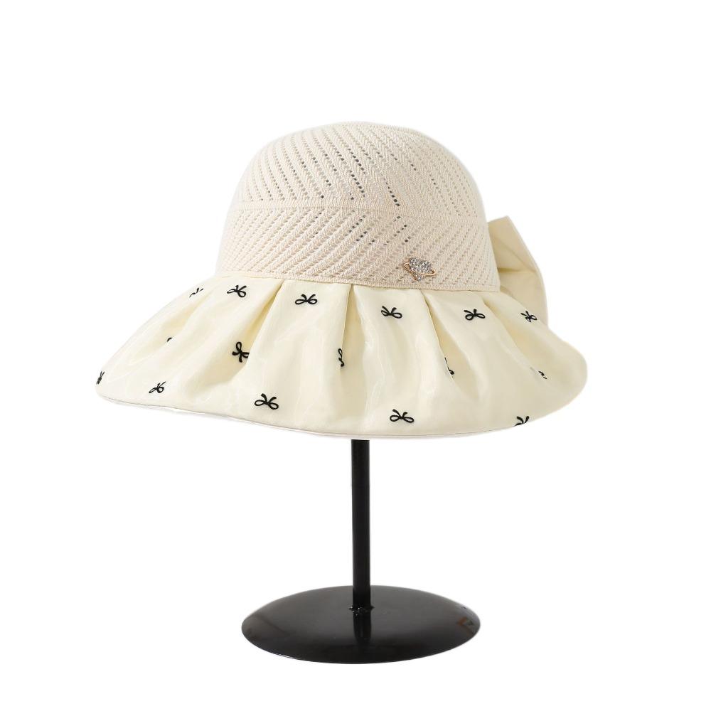 Bowknot Empty Top Sun Hat Sweet Foldable Visor Cap Cute Female Shell Hat  Outdoor