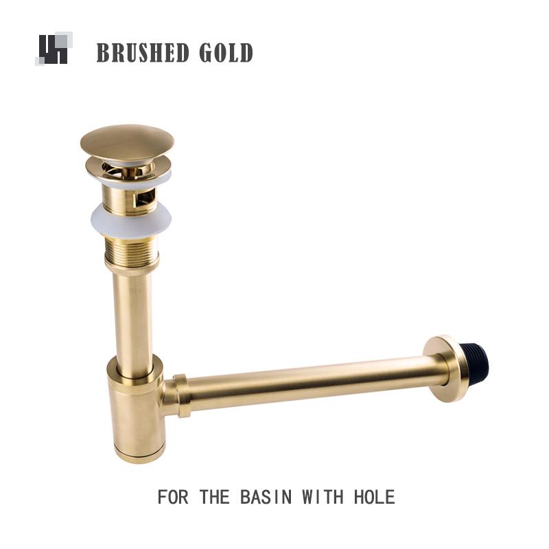 Badezimmer Siphon Spülbecken Abflussrohr Messing Geruchsverschluss Abfallflasche Trap Schwarz Gebürstet Gold Chrom Pop-Up Abflussstopfen Roségold