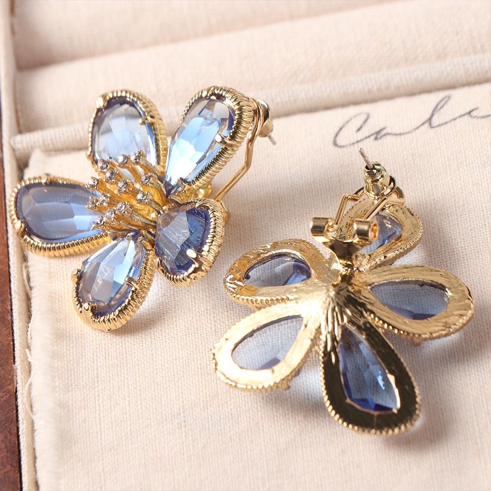 Luxury Crystal Flower Stud Earrings Gorgeous Rhinestone Earrings  Jewelry Gift