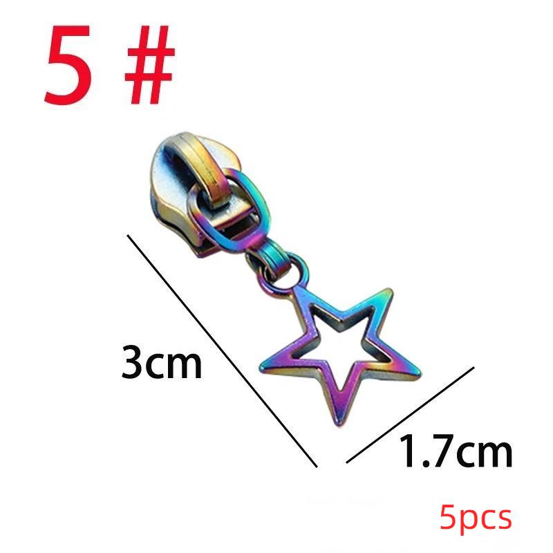 Star Zipper Slider Puller 5Pcs Lightweight Functional Replace Zip Head for Daily Jacket Backpack Purse Nylon Zips Repair