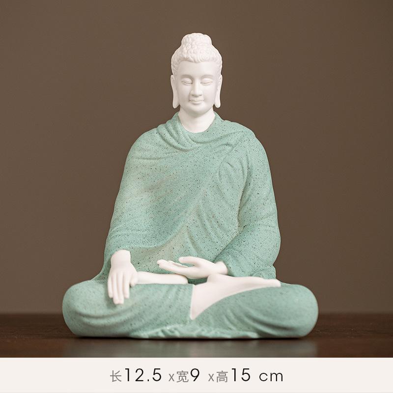 Buddha Statue Sakyamuni Buddha Figure Tathagata Buddha Statue Ceramic Lamp Circle Living Room For Incense Porch Home Decor