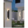 Outdoor Waterproof Wall Lamps Strip Aluminum Wall Lights 18W LED Black Wall Lamp Bedroom Exterior Outdoor Lighting Fixtures