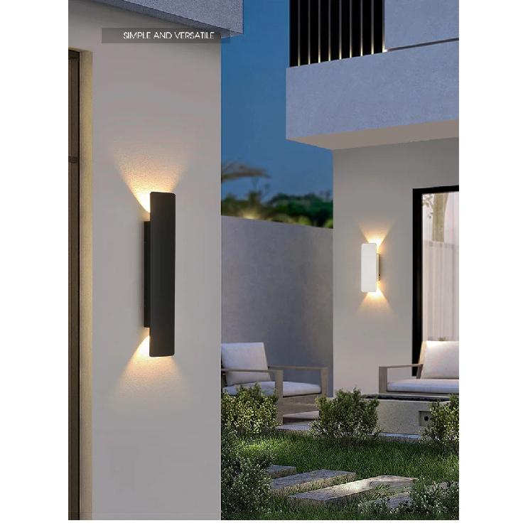 Outdoor Waterproof Wall Lamps Strip Aluminum Wall Lights 18W LED Black Wall Lamp Bedroom Exterior Outdoor Lighting Fixtures