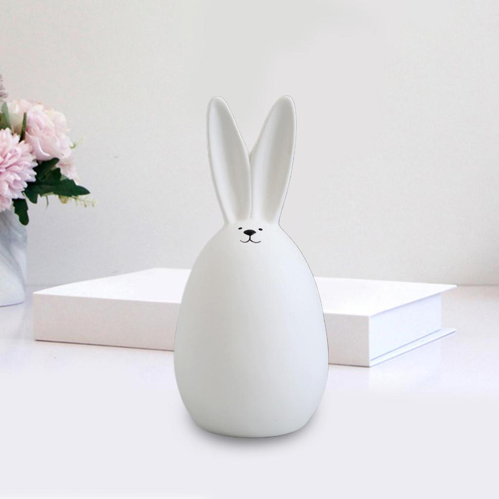 Cute Rabbit Statue Collectible Figures Ceramic Crafts Easter Bunny Figurines for Desk Garden Yard Patio Decor Living Room