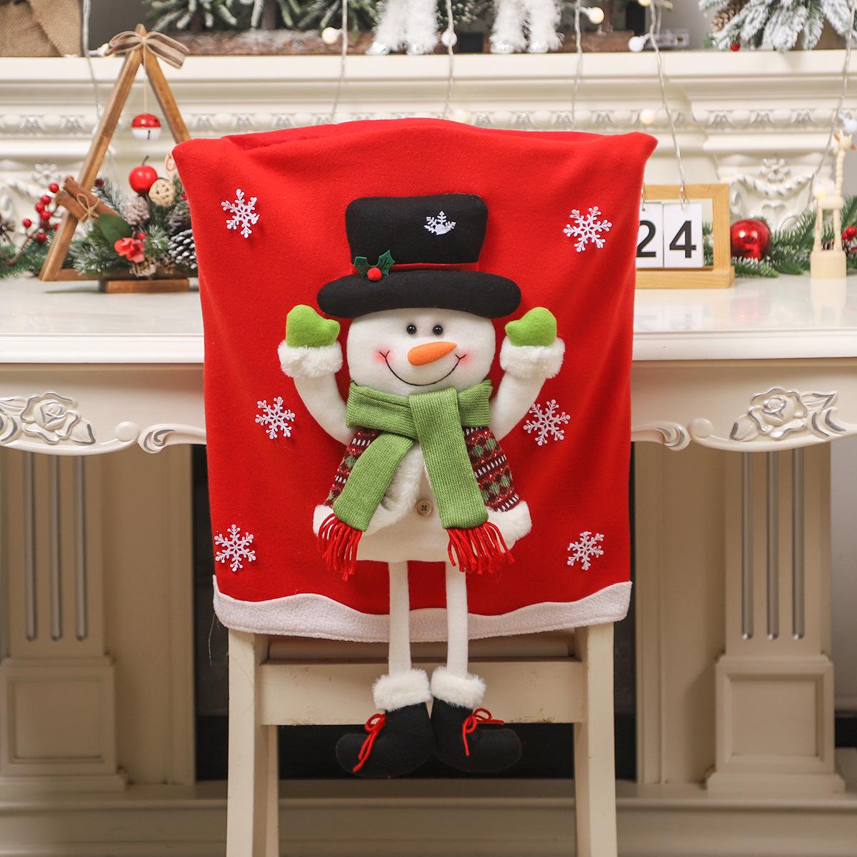 

Christmas Chair Cover 3D Snowman Santa Claus Elk Deer Chair Cover Christmas Table Decoration Dining Chair Cover Xmas Party Supplies 50CM x 53CM