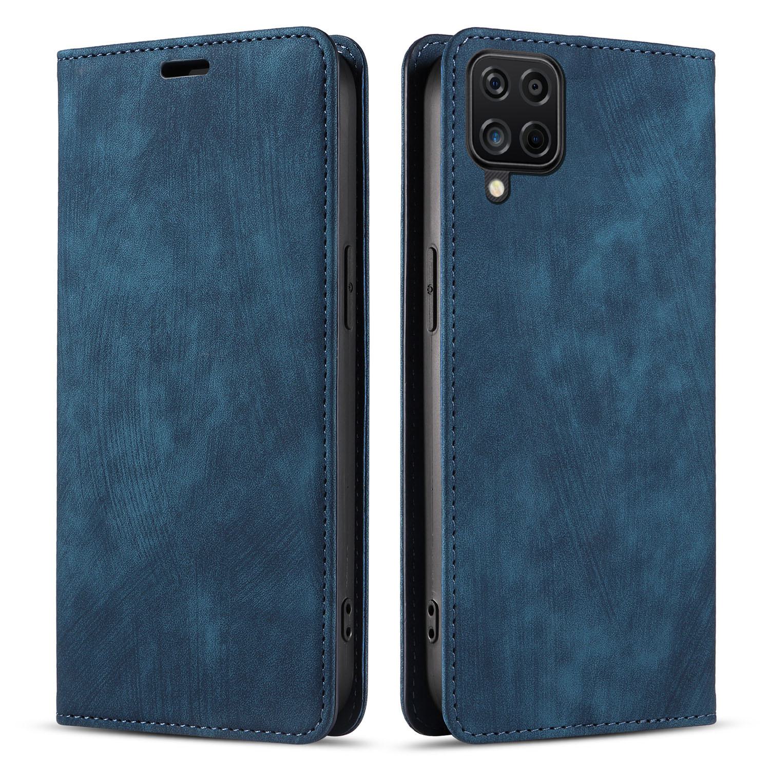 

Кожаный чехол для Samsung A12, A52, A32 5G, A21S, A23 - защитный чехол от падений и магнитной присоски. A12 синий