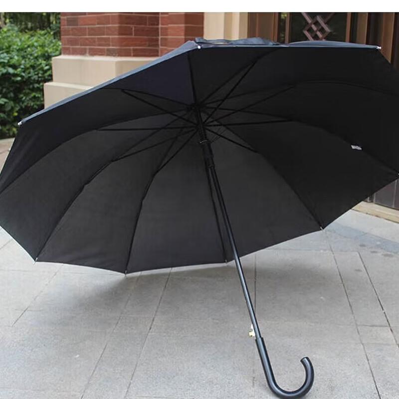Haijian 10-Rib Black Vinyl Curved Handle Umbrella