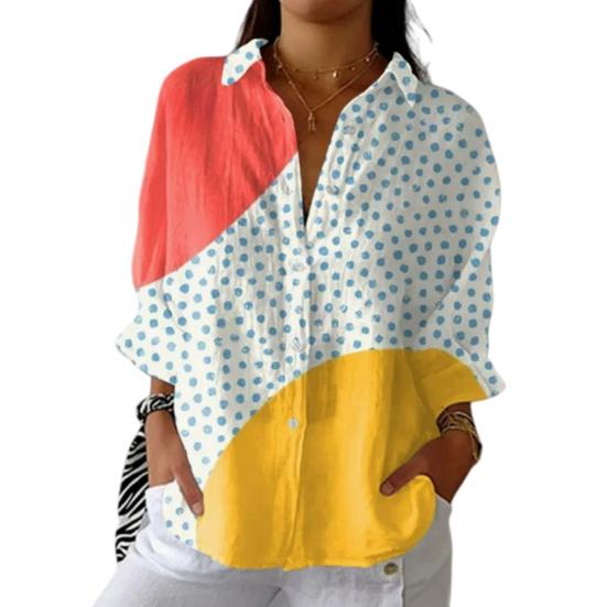 

Женская рубашка Лацкан Длинный рукав Пуговицы Планка Рубашки Топы Цветочный узор Обычная посадка Повседневная рубашка Работа Повседневная жизнь Вечеринки Рубашка M жёлтый