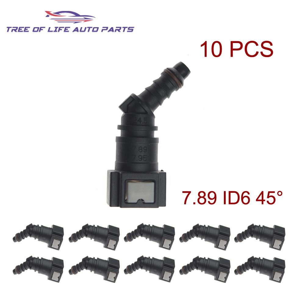 2/5/10x 7.89 ID6 45° Car Fuel Line Hose Coupler Quick Release Connect Connector Fuel Line Nylon Hose Coupler Carburetor Part