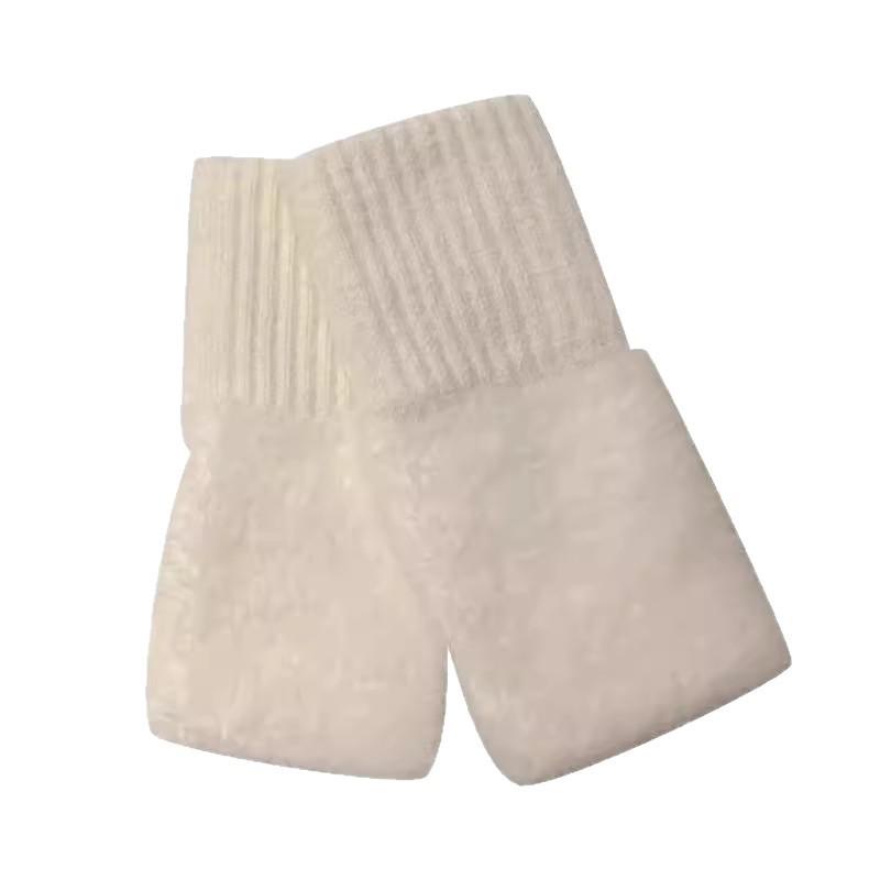 Women's Fleece-Lined Half-Finger Gloves: Cute, Thick Plush for Autumn & Winter; Ideal for Cycling & Cold Protection