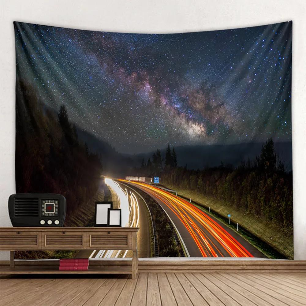 Tapestry Art Deco Blanket Curtain Hanging Home Bedroom Living Room Decoration Train Track and Road Wall