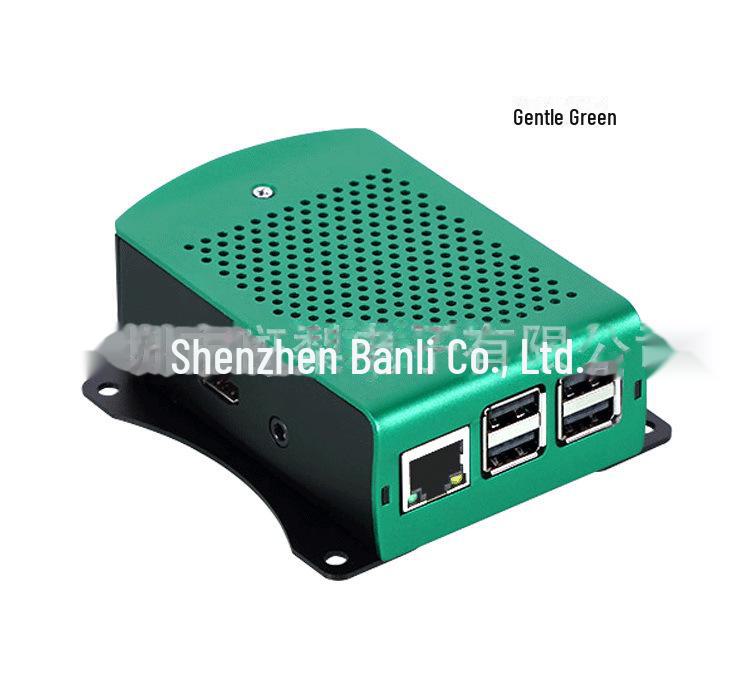 Raspberry Pi 3B/4B+ Green Aluminum Alloy Cooling Protective Case