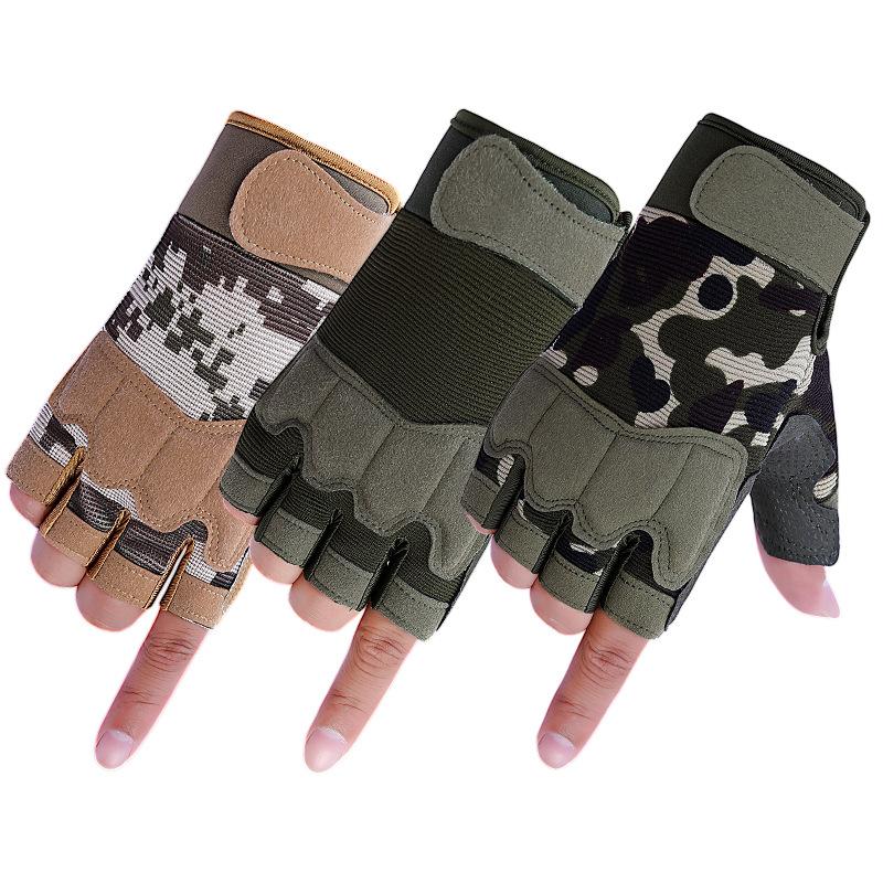 Tactical Half-finger Gloves Camouflage Men's and Women's Outdoor Motorcycle Riding Gloves Sports Protective Fitness Gloves Special Forces