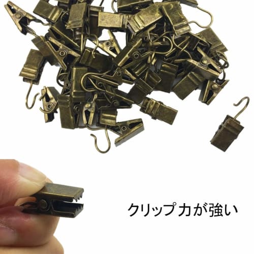 KaiYi Stainless Steel Curtain Clips with Hooks, Set of 26, Strong Clamping, Antique Bronze