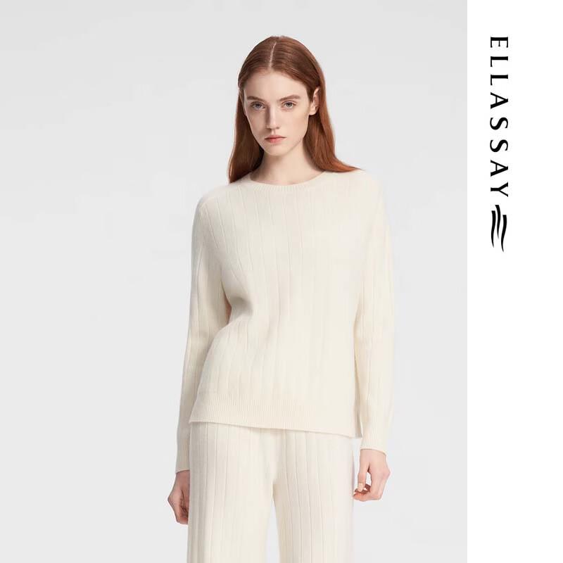 ELLASSAY Women's Cashmere Crewneck Knit Sweater