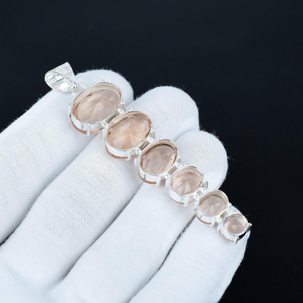 Morganit Hänge, 925 Sterling Silver Hänge, Handgjort Hänge, Antikt Hänge, Morganit Ädelstenshänge, Alla hjärtans dag-present