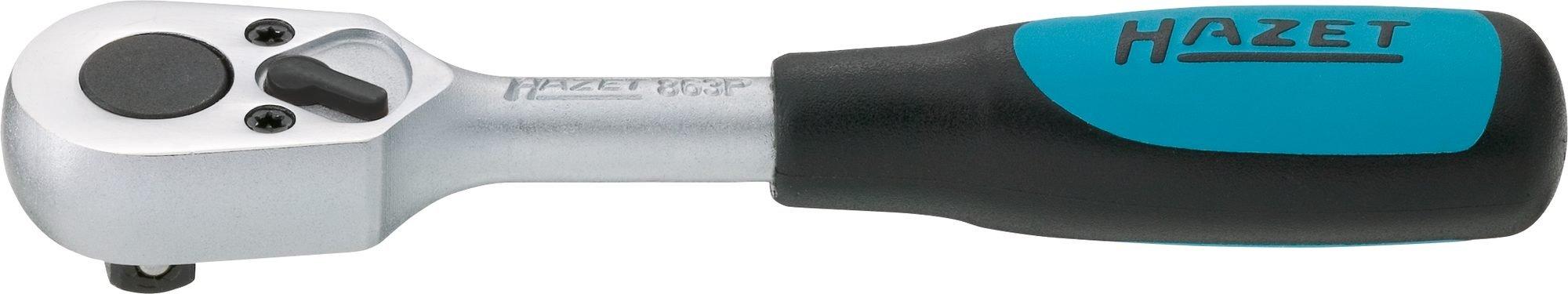 

HAZET Reversible 20 115mm Length Japanese 863P Ratchet, Blue/Black/Gray, 2-Component Handle, 6.35mm (1/4 inch) Drive, Teeth, [Official Import]