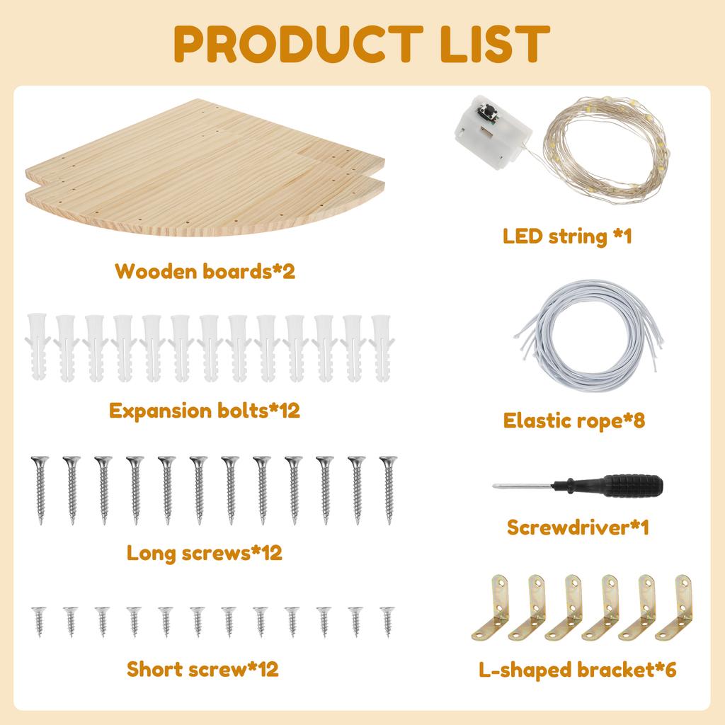 Stuffed Animal Storage Corner Cage Large Wooden Plush Toys Holder with LED Light Wall Hanging Corner Stuffed Animal Storage Rack