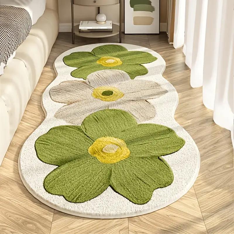 Simple Long Strip Bedside Carpet Imitation Cashmere Print Furry Bedroom Floor Mat Non-slip Mat Bay Window Mat