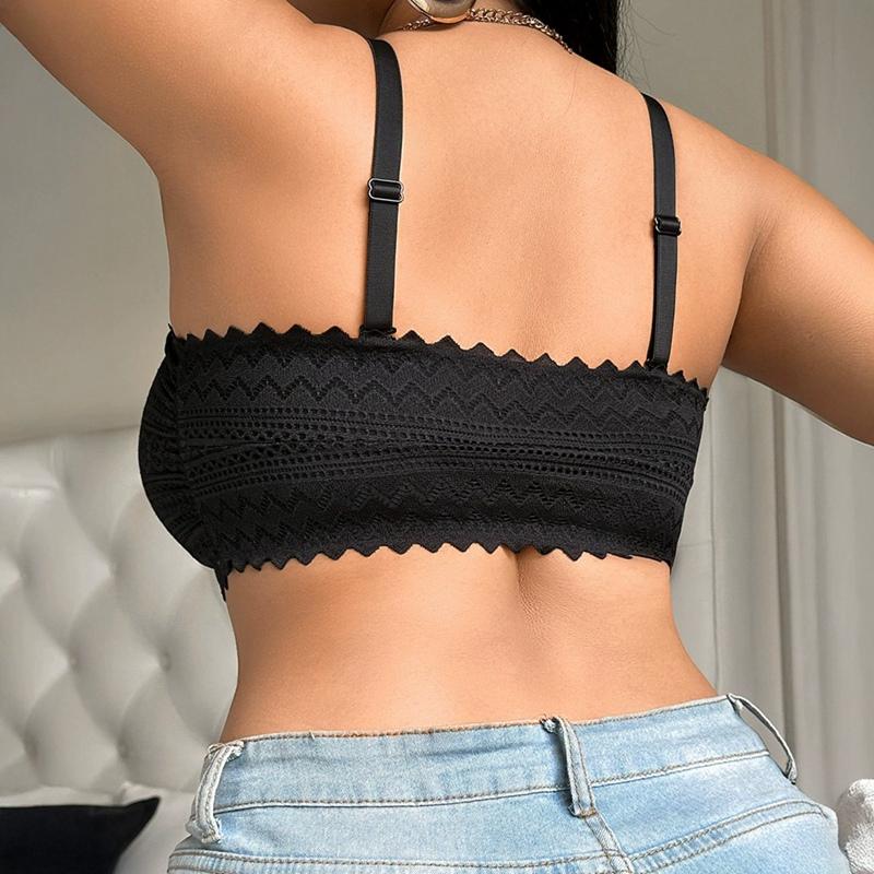 Women Plus-size Front Buckle Bra Black Lace Bra