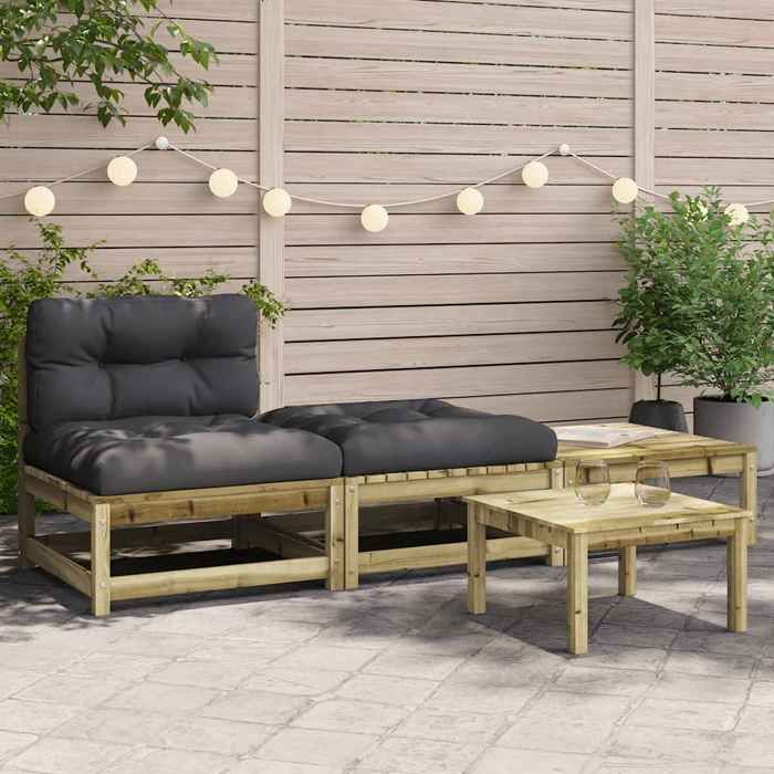 VidaXL Garden Sofa Without Armrests with Cushions and Footrest, Seat with Backrest, Patio Terrace Furniture 838148