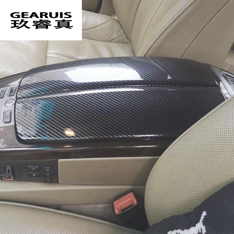 Styl auta Uhlíkové vlákno Pro BMW řady 7 E65 E66 F01 F02 Uložení Uklízení Loketní opěrka chrání kryt nálepky Interiér