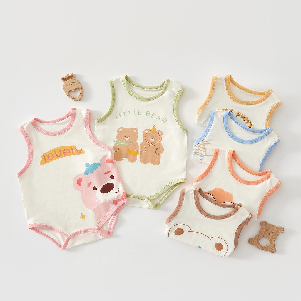 Baby Sleeveless Bodysuit, Lightweight Breathable Infant Tank Romper, Summer Triangle Onesie for Newborns