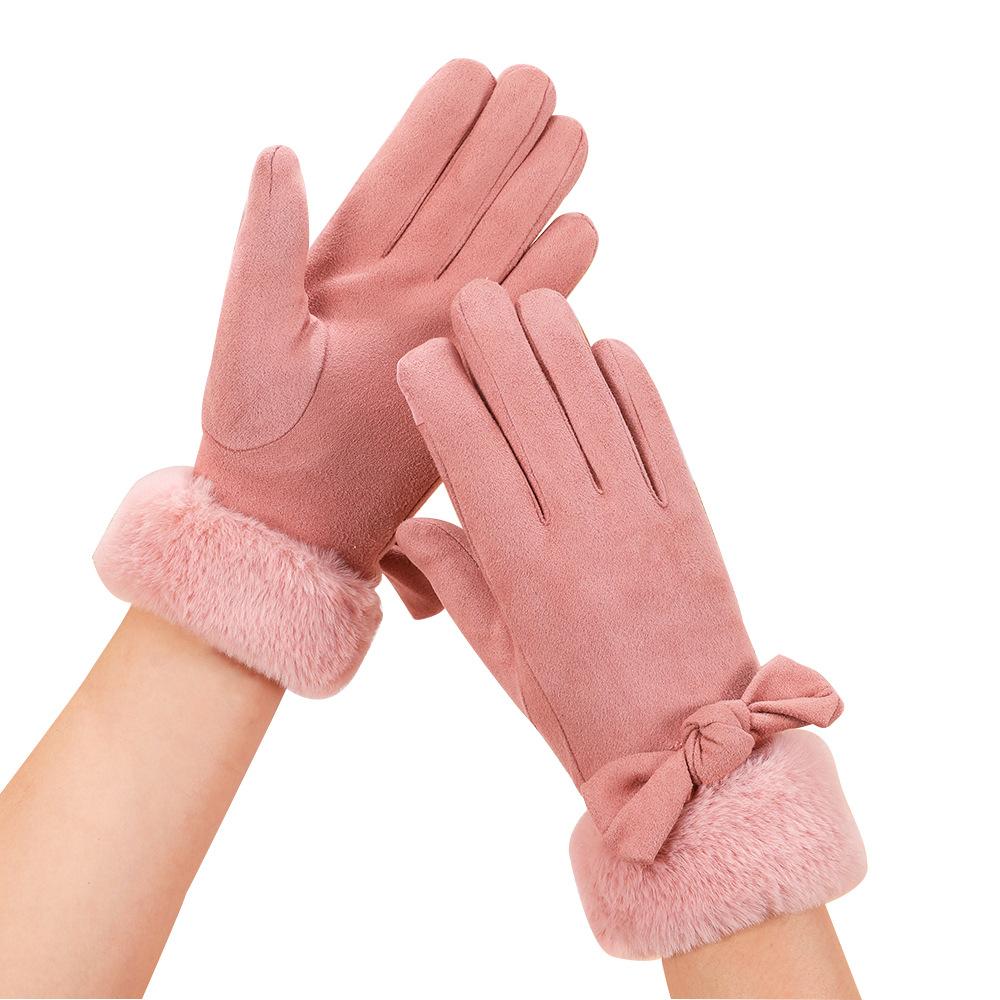 Warme Handschuhe für Damen Wildlederhandschuhe Autofahren Outdoor Radfahren Plus Samt Verdickt Touchscreen Herbst- und Winterhandschuhe