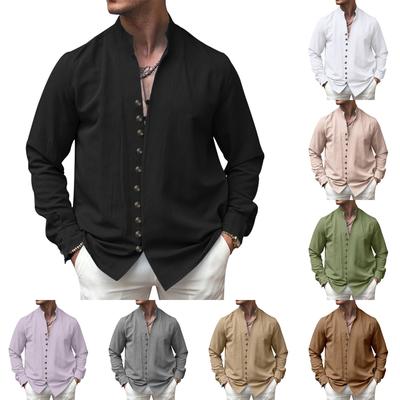 Men's Solid Color Button Long Sleeve Shirts Men's Casual Fashion Long Sleeve Shirts