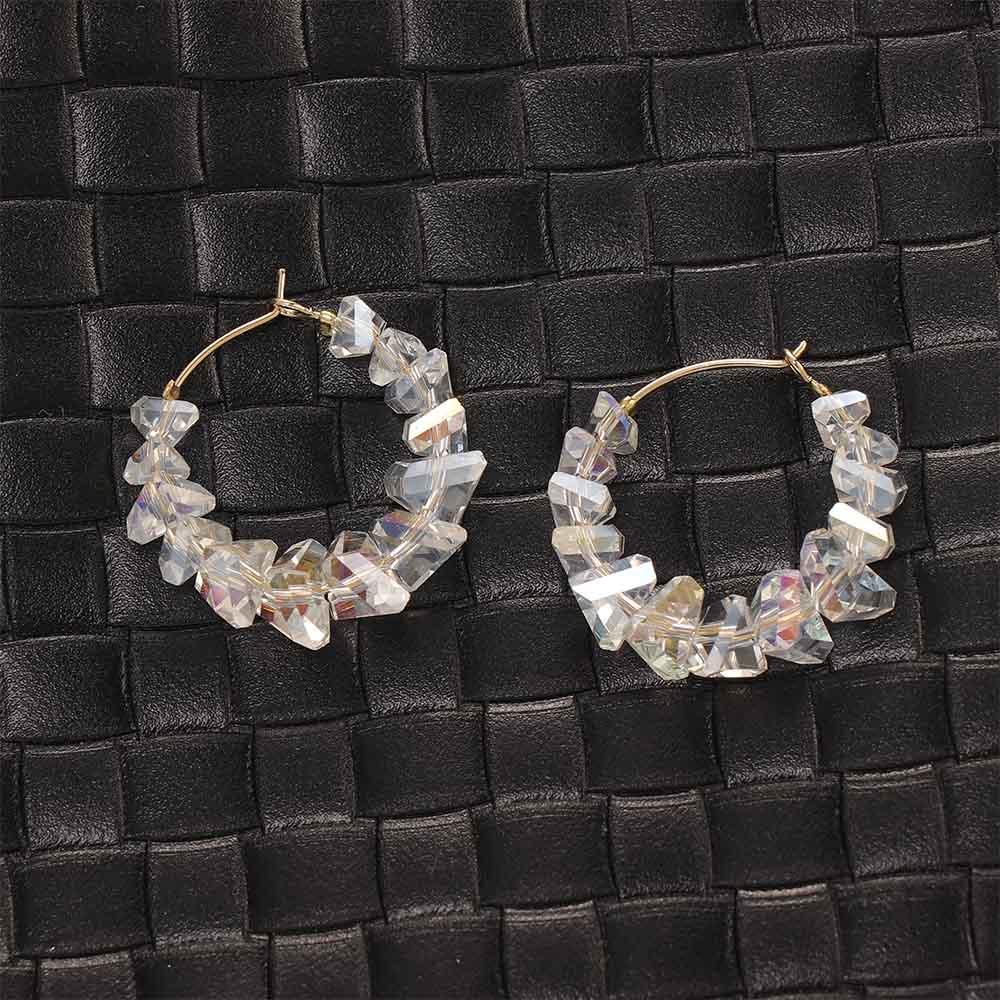 Girls Delicate Crystal Gift Round Acrylic Ear Studs Hoop Dangle Earring Jewelry Fashion Accessories