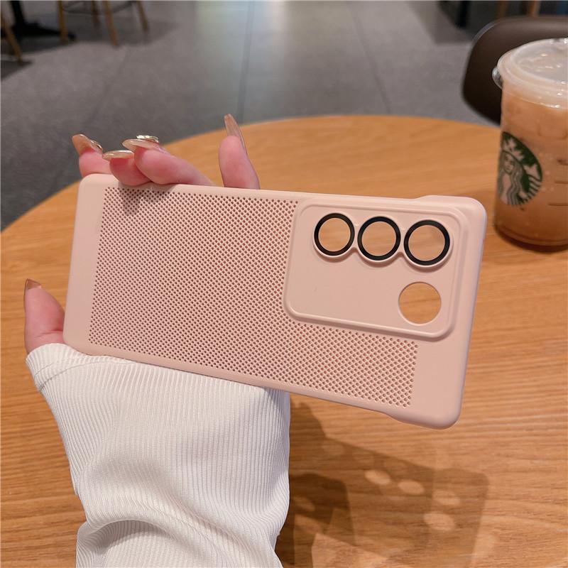 Frameless Heat Dissipation Case With Lens Film For Vivo S18 S17 S17t S16 Pro Breathable Cooling Grid Hard PC Cover Back Shell Protector