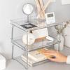 Foldable Transparent Double Desktop Acrylic Shelf Cup Rack Kitchen Bathroom Cosmetic Sundry Shelf
