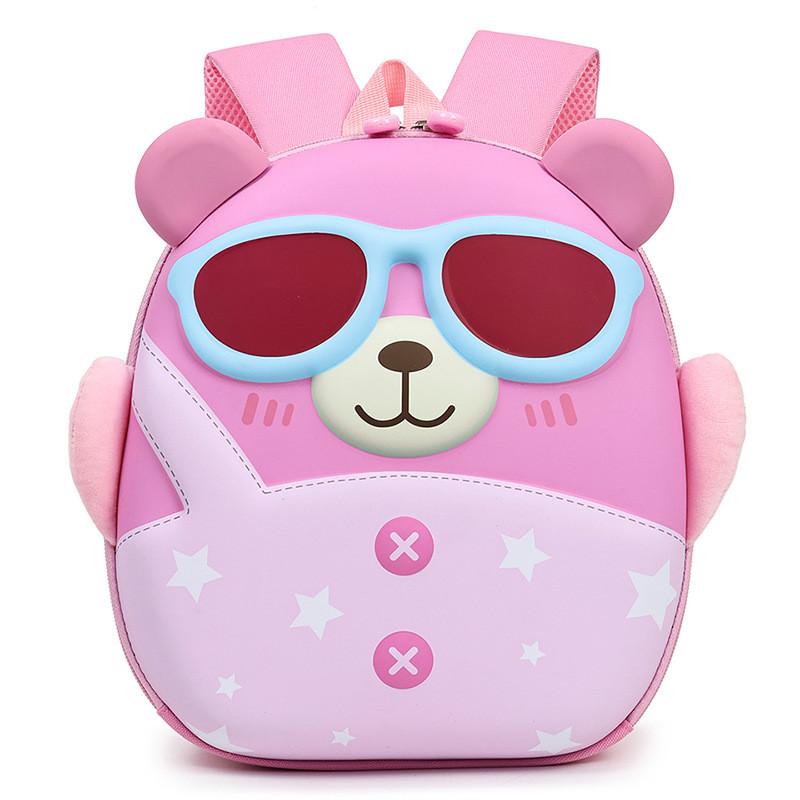 Sunglasses Cartoon Cute Bear Shaped Hard Shell Children Backpack For Use Daily