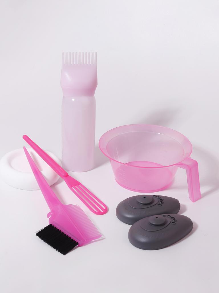 6pcs Hair Coloring Dyeing Kit with hair dye bowl,hair dye brush,earmuffs,hair dye bottle mixer,Special for real hair wigs