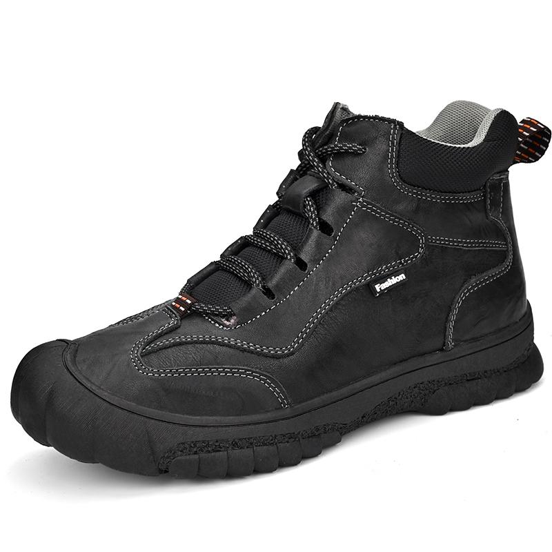 

Fashion Golden Sapling Outdoor Boots Genuine Leather Shoes Retro Winter Men s Boots Casual Work Shoe for Men Tactical Leisure Footwear 46 чёрный