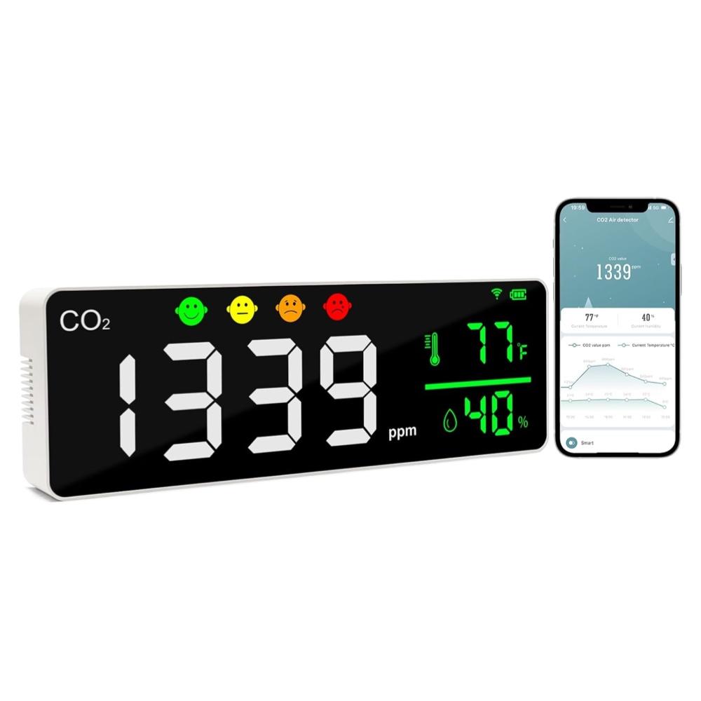 

Tuya wifi 3in1Air Quality Monitor-многофункциональный детектор,измеритель температуры и влажности,детектор углекислого газа,11-дюймовый светодиодный большой экран