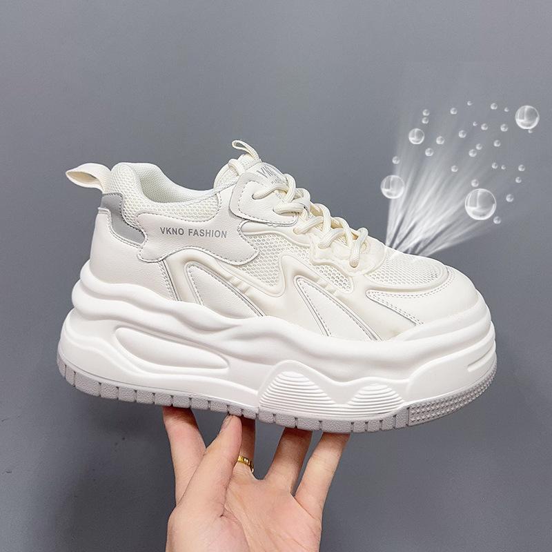Inner height increase women's autumn new thick-soled white shoes casual shoes low-top breathable sports women's shoes