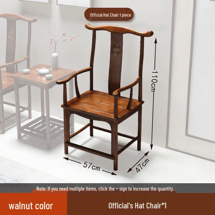 Solid Wood Chinese Style Round Chair Set: 3-Piece with Backrest and Tea Table, Antique Design for Balcony or Leisure.
