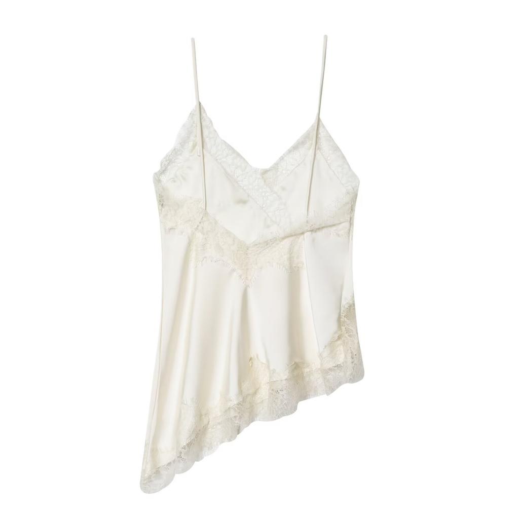 Damen Mode V-Ausschnitt Satin Spitze Camisole Verstellbare Spaghettiträger Sexy Cami Top