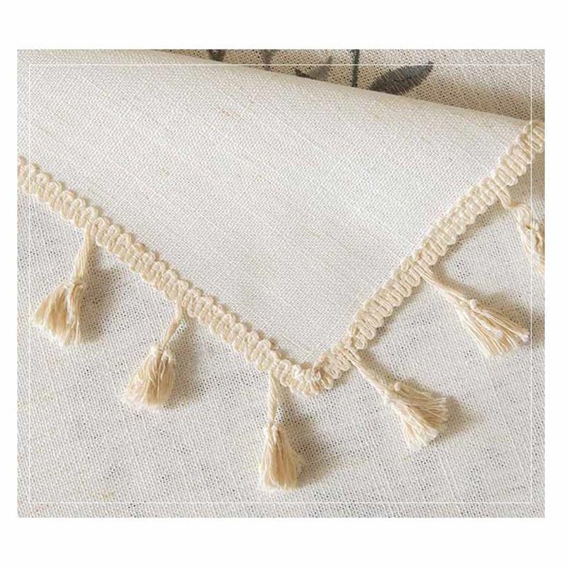 Floral Fresh Simple Embroidery Imitation Cotton Linen Dining Household Wear-resistant Waterproof Tablecloth