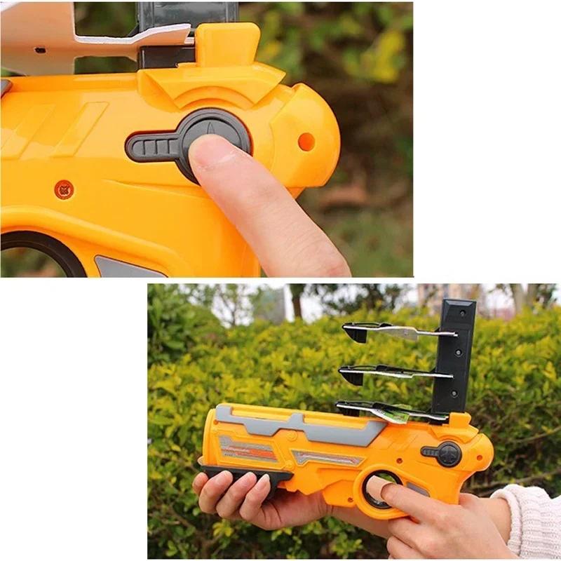 Airplane Launcher Bubble Catapult With 4 Small Plane Toy Funny Airplane Toys for Kids Plane Catapult Gun Shooting Game Gift