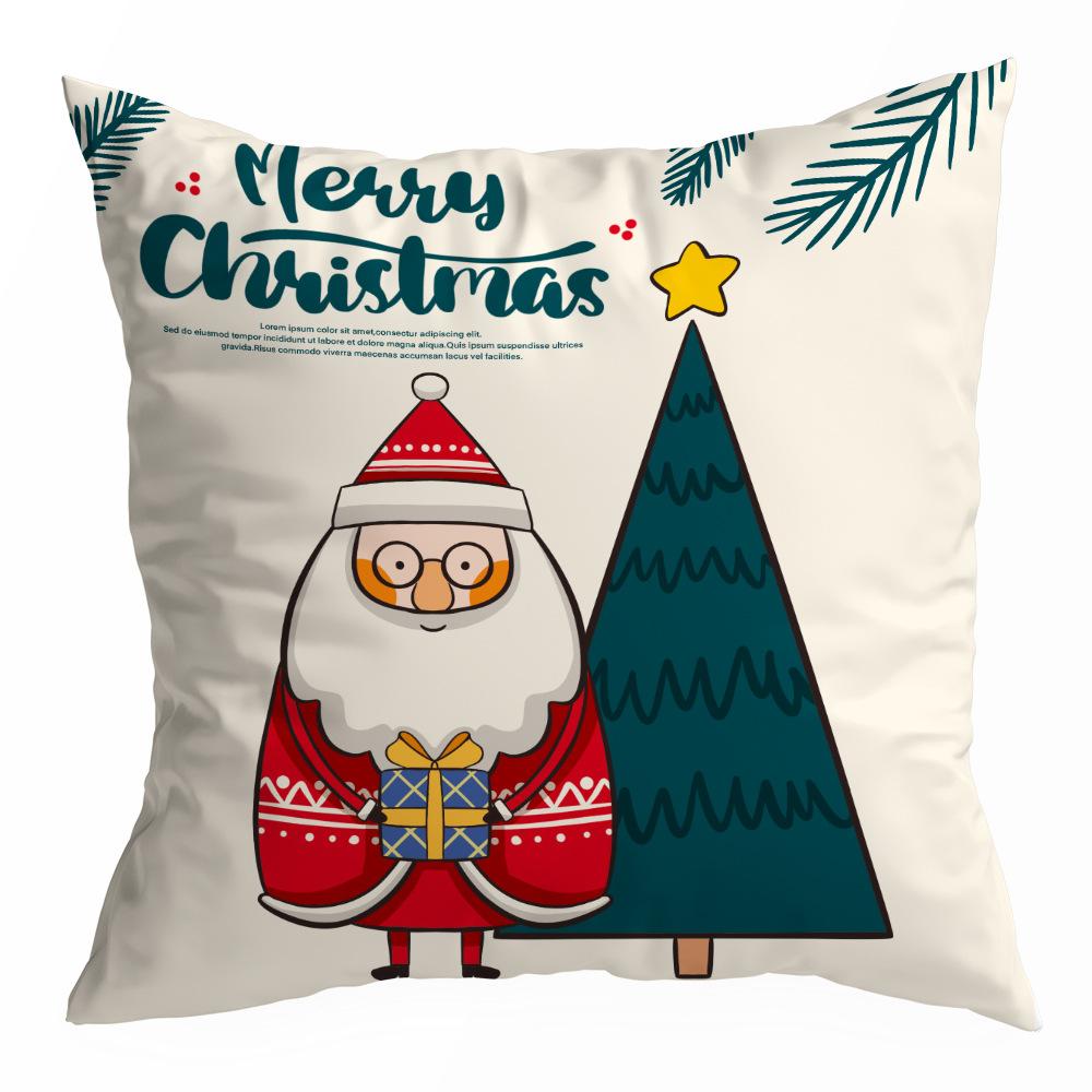 Christmas Pillowcase Cartoon Santa Claus Home Sofa Car Cushion Printed Pillowcase