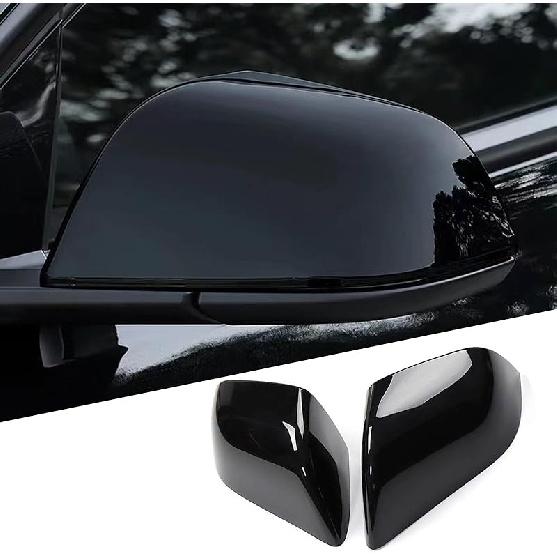 For Tesla Model Y Rearview Mirror Guard Cover, Side Mirror Cover Exterior Accessories Fit For Model Y -2024 (Model Y-Gloss Carbon Fiber Pattern) Model Y-Glossy Black
