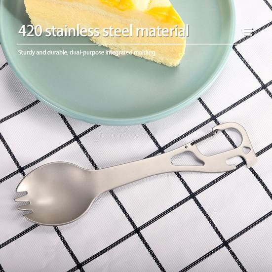 Camping Spork Hitzebeständig Verbrühungsfest Bequemer Griff Edelstahl 5 in 1 Picknick Camping