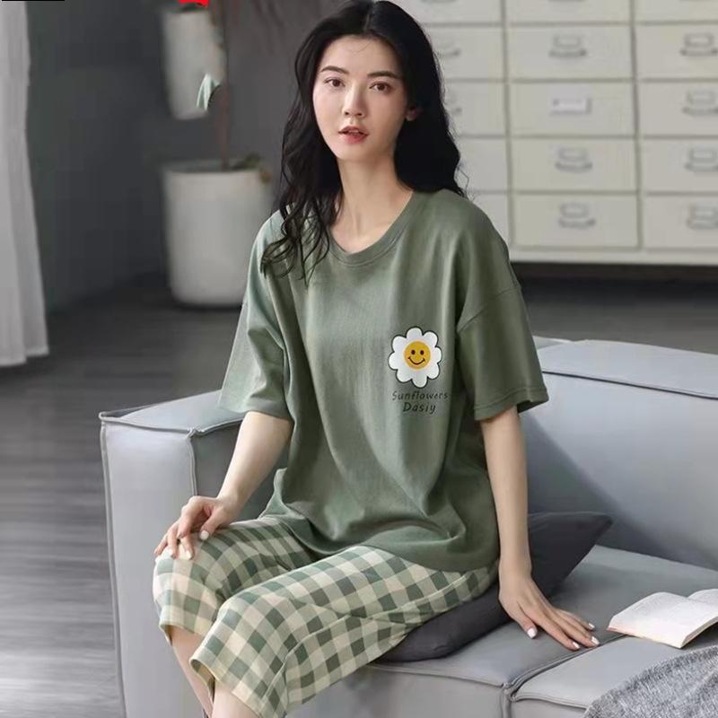 GMXIA Pijamale cu pantaloni scurți de trei inci pentru fete vara, costume drăguțe largi pentru elevi și îmbrăcăminte de casă pentru seturi de pijama de vară