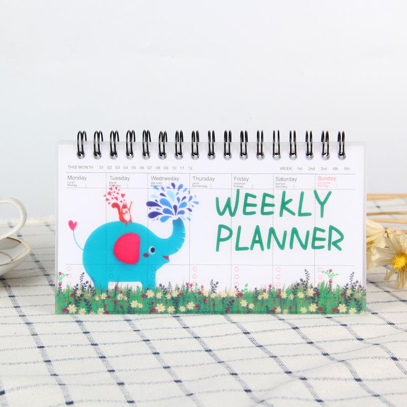 Korean Cartoon Spiral Weekly Planner Notepad - Portable Student Notebook with 4 Designs